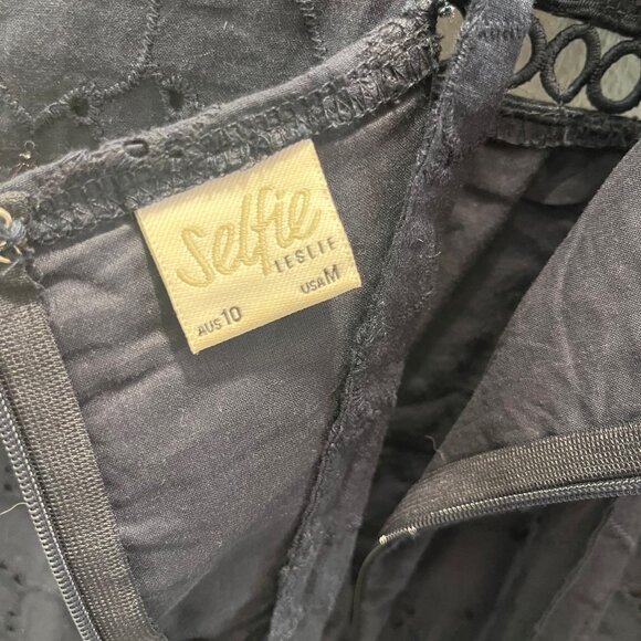 Reaching For Stars Corset Back Broderie Anglaise Dress Navy - Picture 4 of 5